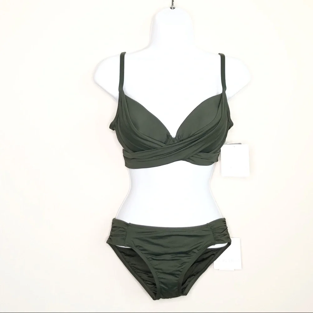 La Blanca Island Goddess Underwire Standard Island Goddess Shirred Hipster Set - Picture 4 of 7